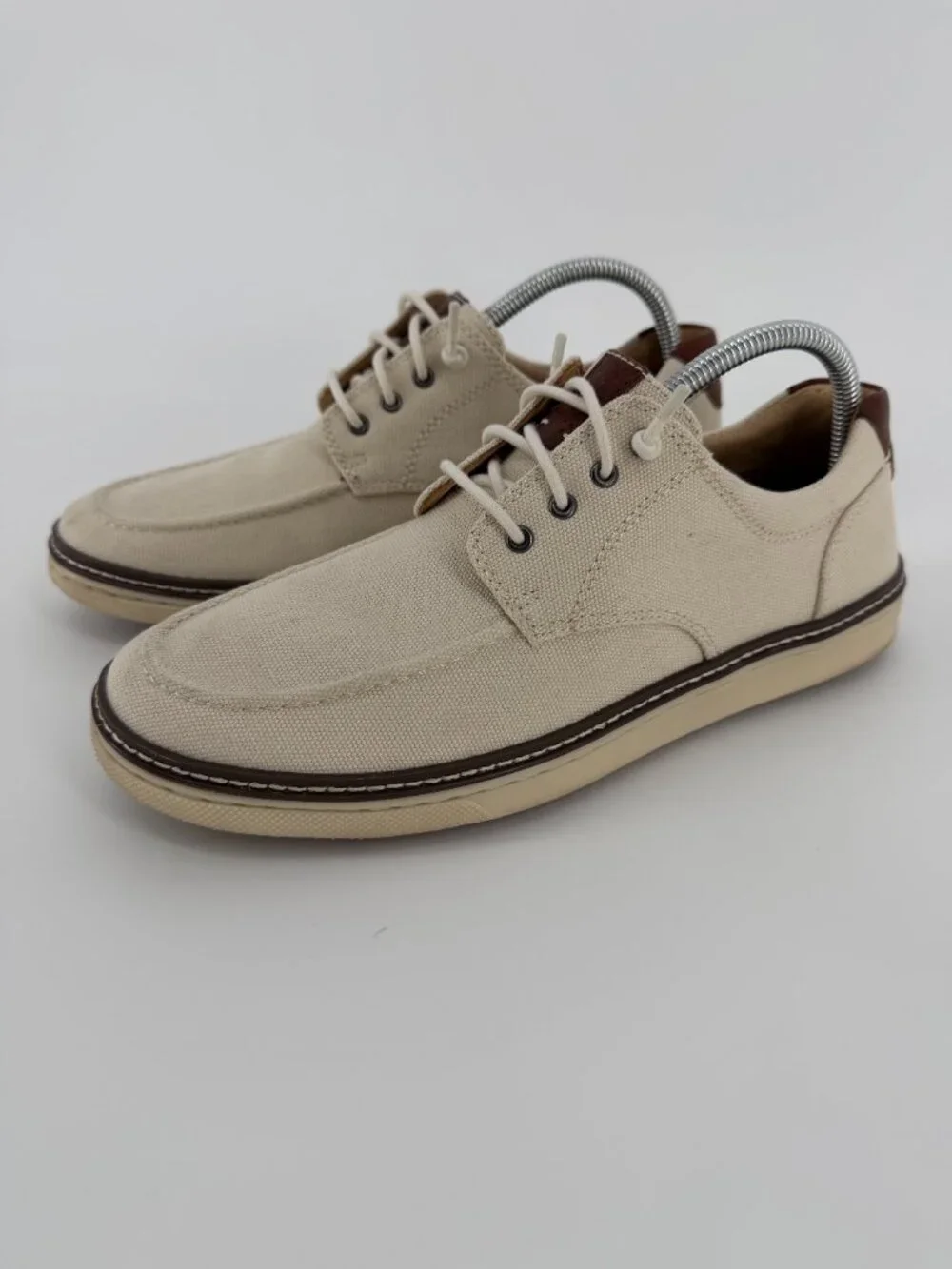 Johnston & Murphy McGuffey Men’s 8.5M Beige Canvas Moc Toe Shoes